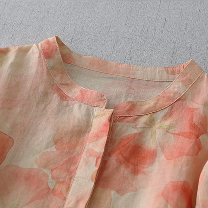 Nimara Ritual Spring Floral Pattern Crew Neck Long Sleeve Women's Polyester Shirt