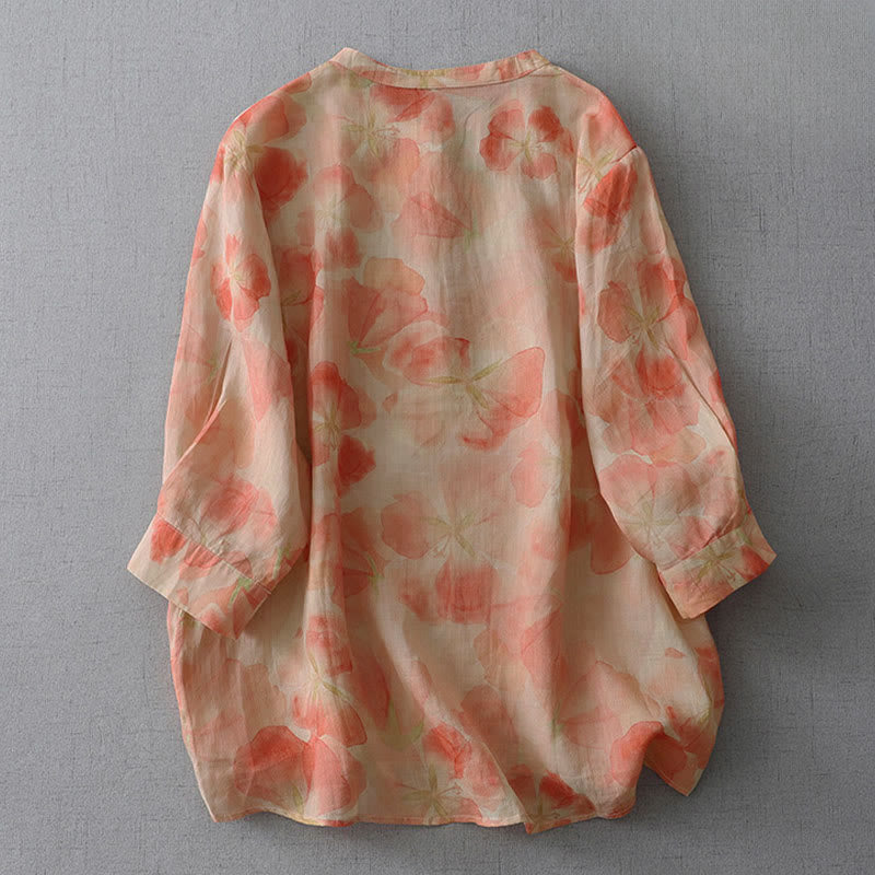 Nimara Ritual Spring Floral Pattern Crew Neck Long Sleeve Women's Polyester Shirt