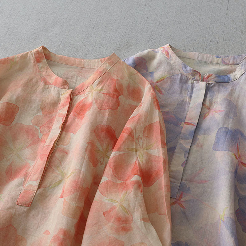 Nimara Ritual Spring Floral Pattern Crew Neck Long Sleeve Women's Polyester Shirt