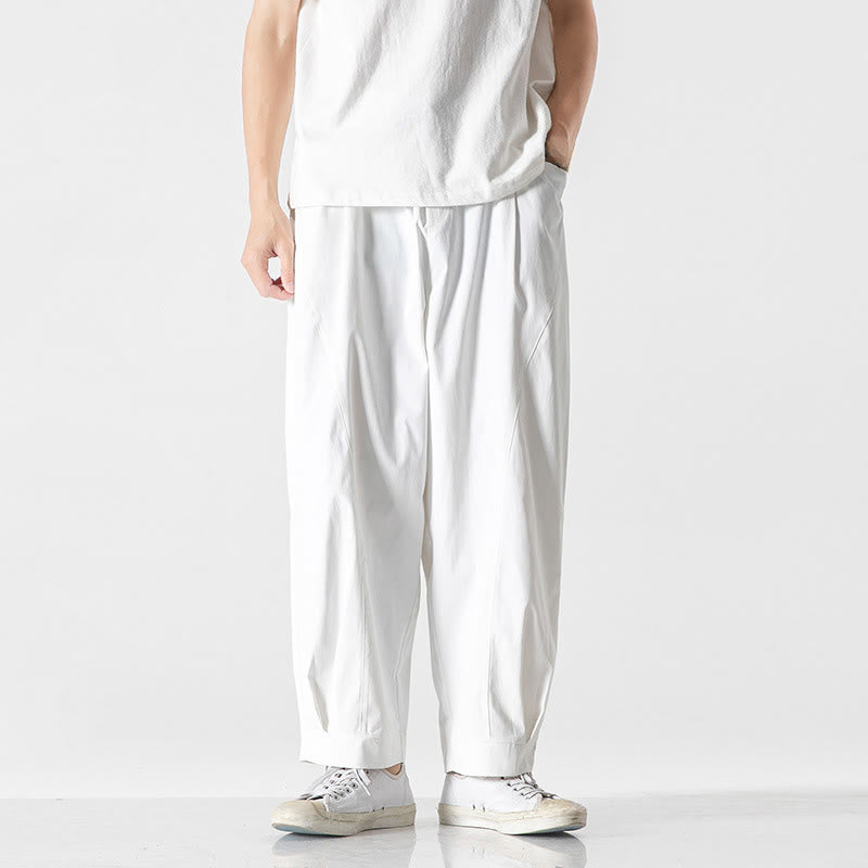 Nimara Ritual Summer Solid Drawstring Ankle-Length Men's Cargo Harem Pants With Pockets