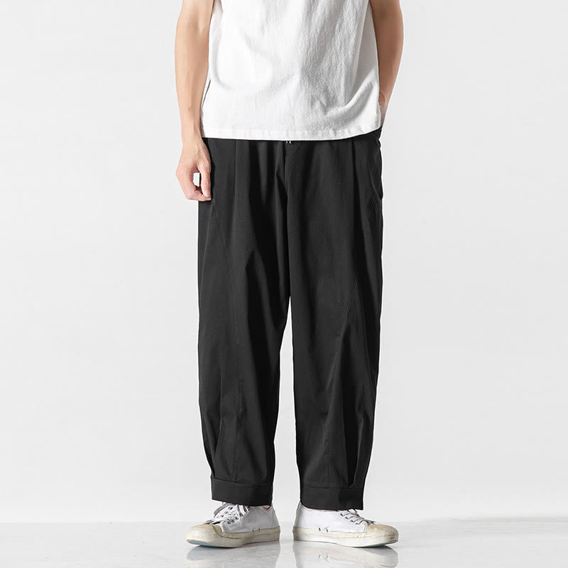 Nimara Ritual Summer Solid Drawstring Ankle-Length Men's Cargo Harem Pants With Pockets