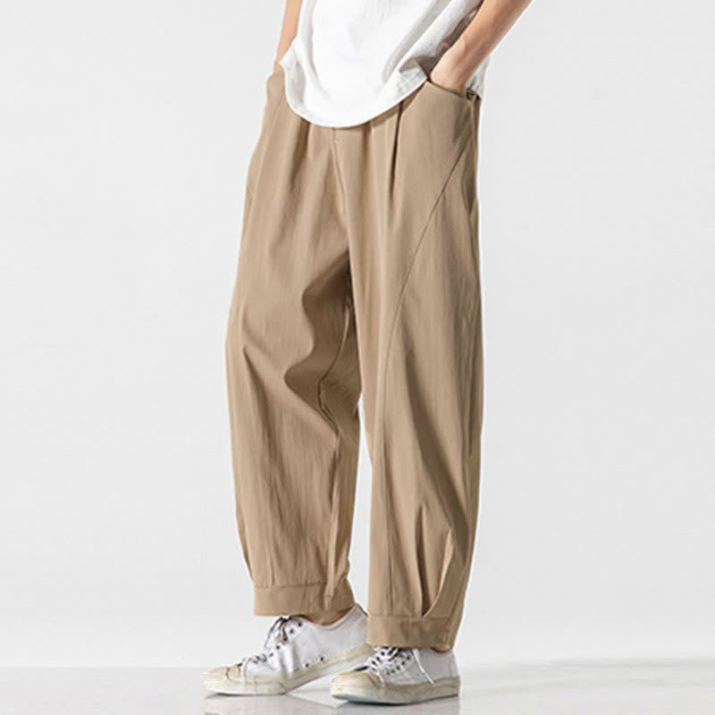 Nimara Ritual Summer Solid Drawstring Ankle-Length Men's Cargo Harem Pants With Pockets