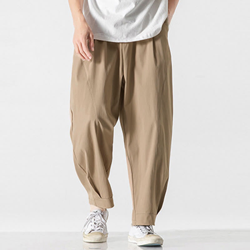 Nimara Ritual Summer Solid Drawstring Ankle-Length Men's Cargo Harem Pants With Pockets