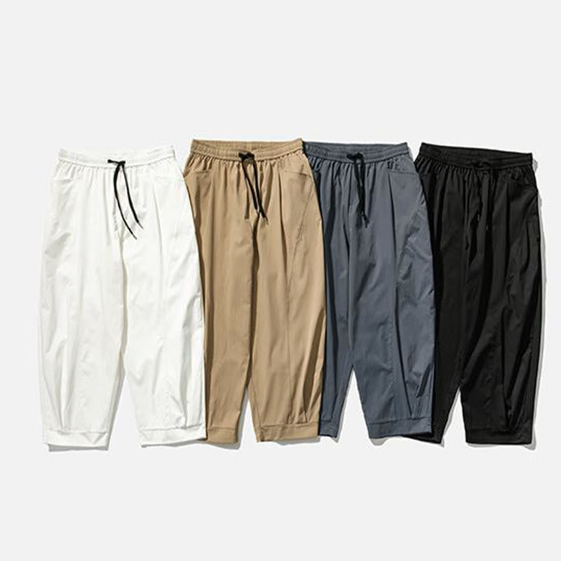 Nimara Ritual Summer Solid Drawstring Ankle-Length Men's Cargo Harem Pants With Pockets