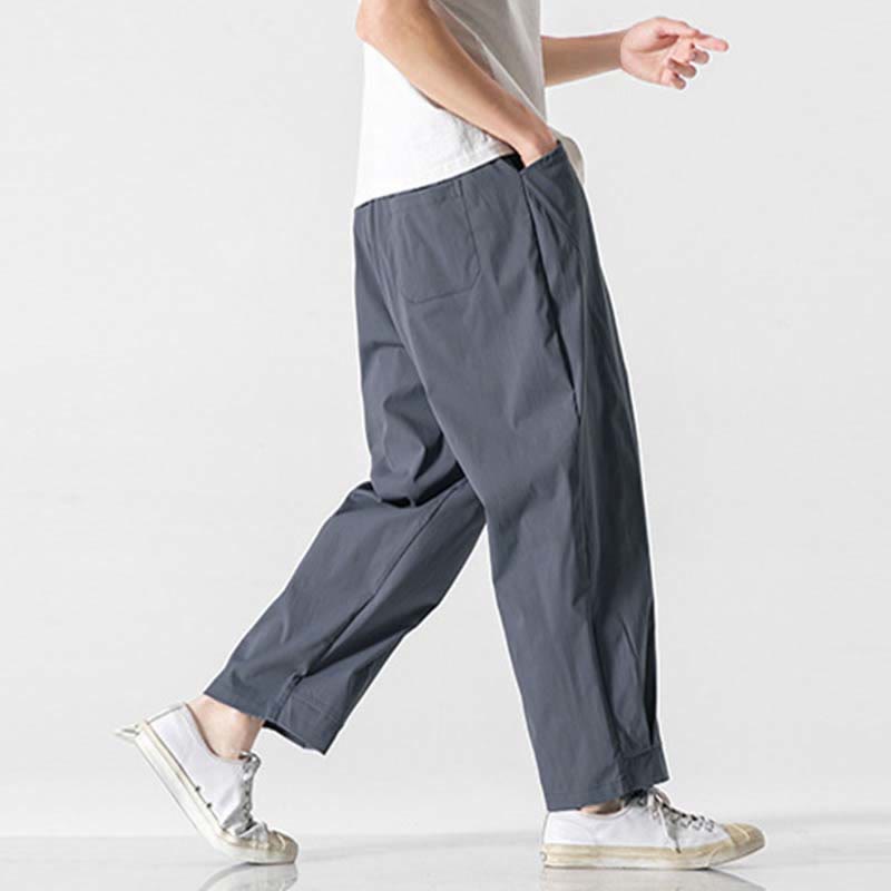 Nimara Ritual Summer Solid Drawstring Ankle-Length Men's Cargo Harem Pants With Pockets