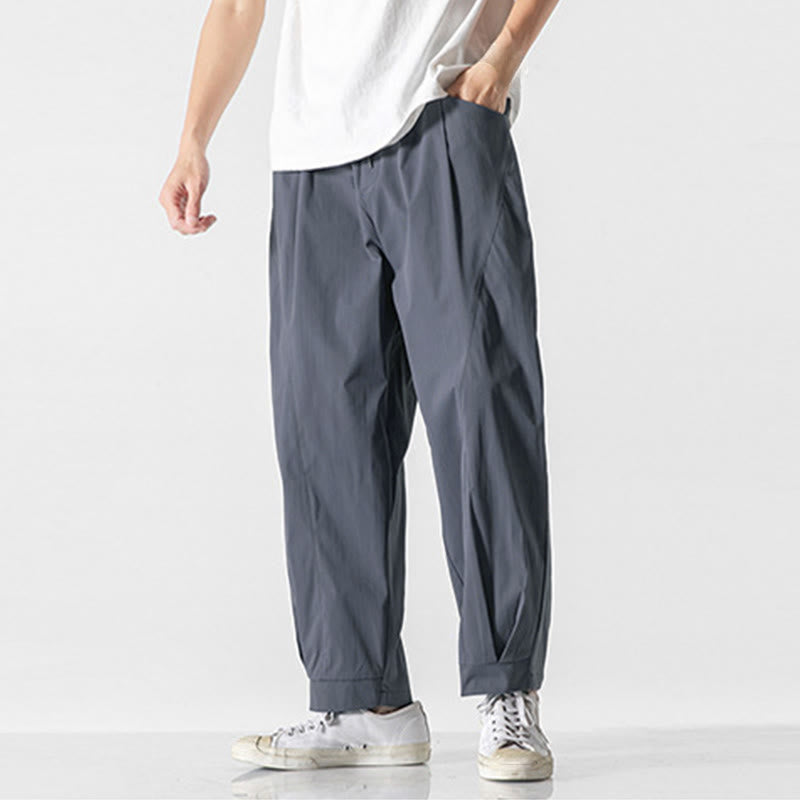 Nimara Ritual Summer Solid Drawstring Ankle-Length Men's Cargo Harem Pants With Pockets