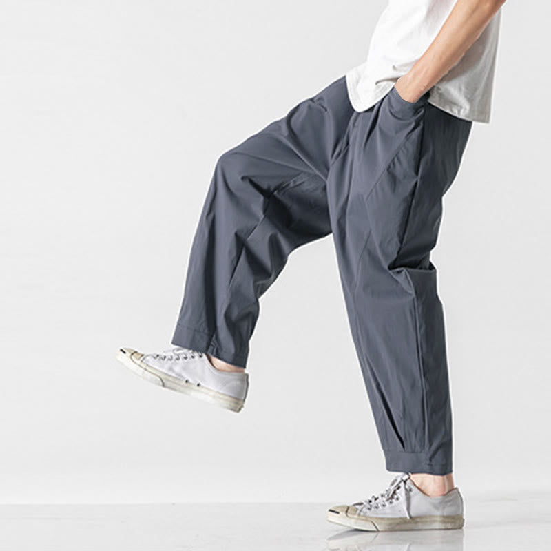Nimara Ritual Summer Solid Drawstring Ankle-Length Men's Cargo Harem Pants With Pockets