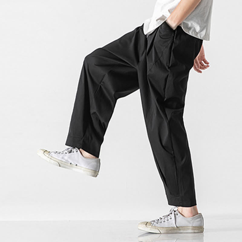 Nimara Ritual Summer Solid Drawstring Ankle-Length Men's Cargo Harem Pants With Pockets