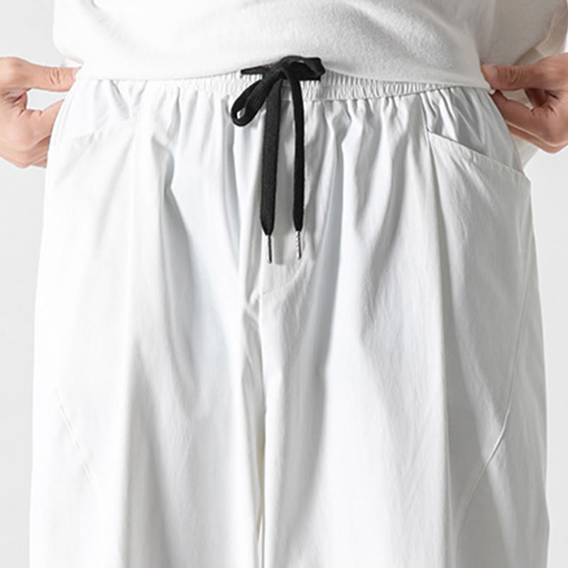 Nimara Ritual Summer Solid Drawstring Ankle-Length Men's Cargo Harem Pants With Pockets