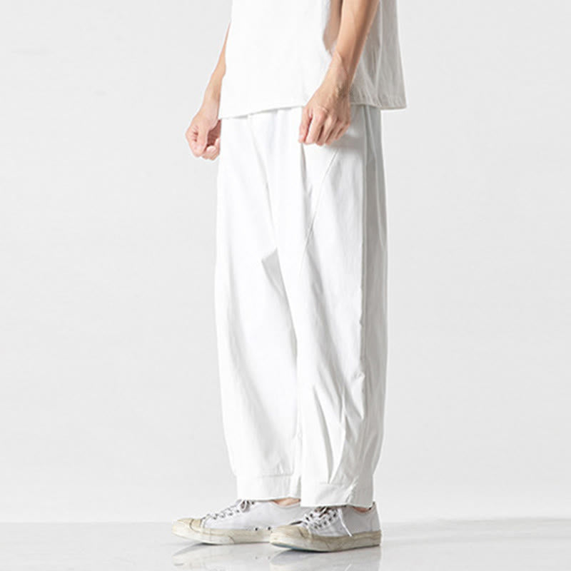 Nimara Ritual Summer Solid Drawstring Ankle-Length Men's Cargo Harem Pants With Pockets