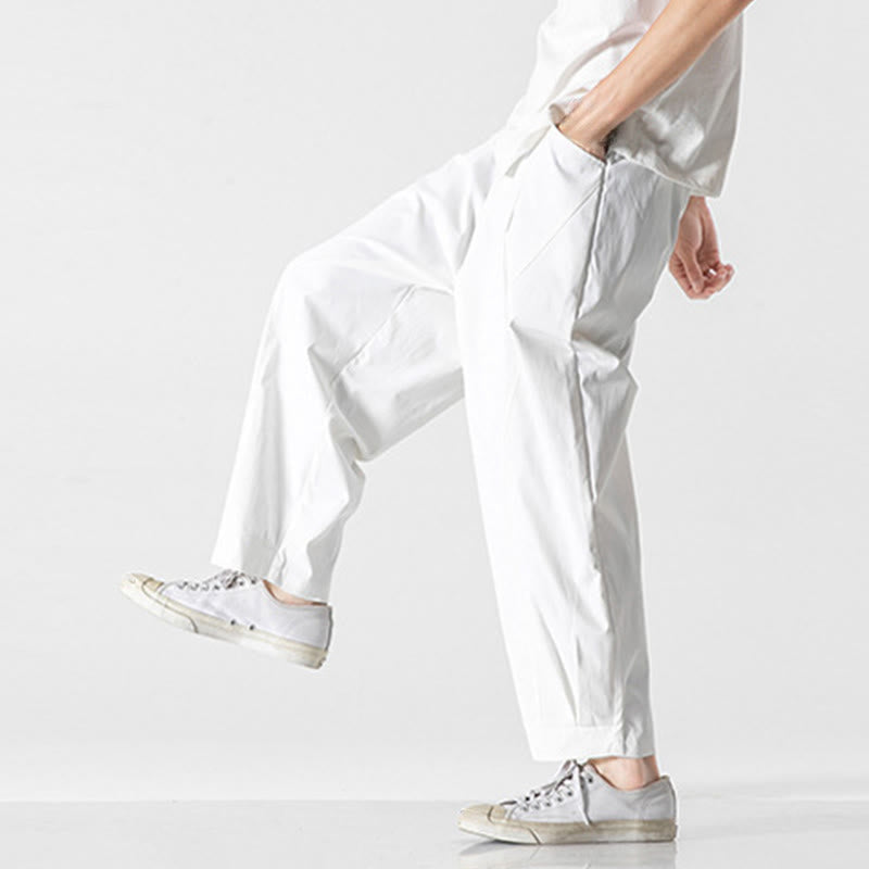 Nimara Ritual Summer Solid Drawstring Ankle-Length Men's Cargo Harem Pants With Pockets