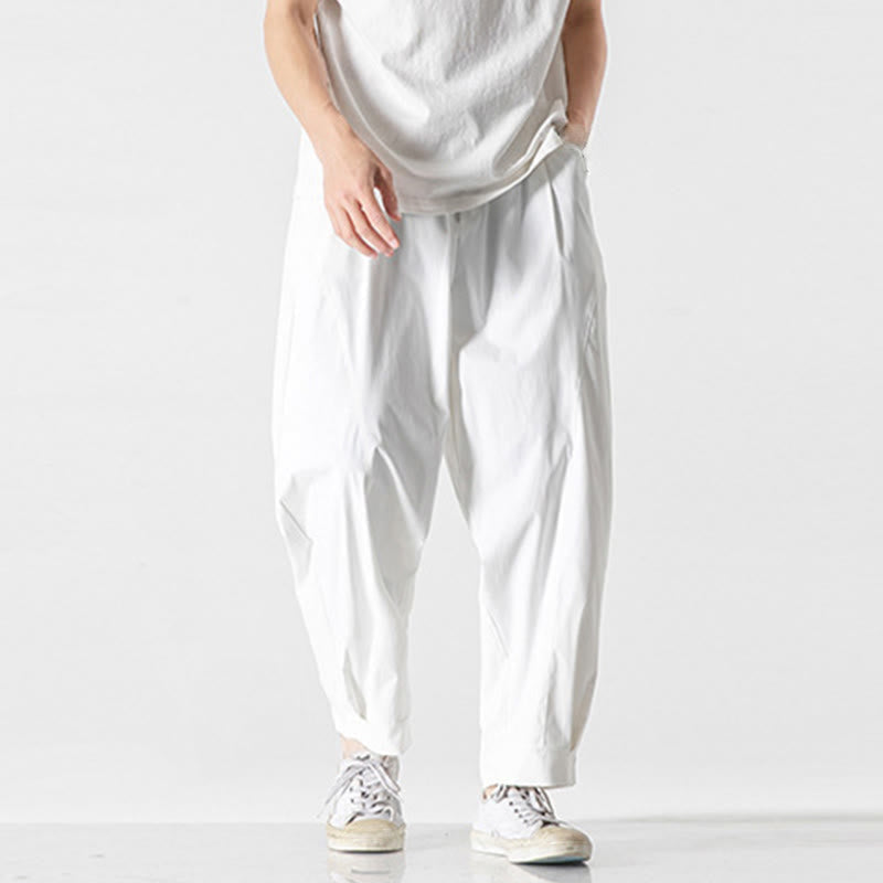 Nimara Ritual Summer Solid Drawstring Ankle-Length Men's Cargo Harem Pants With Pockets