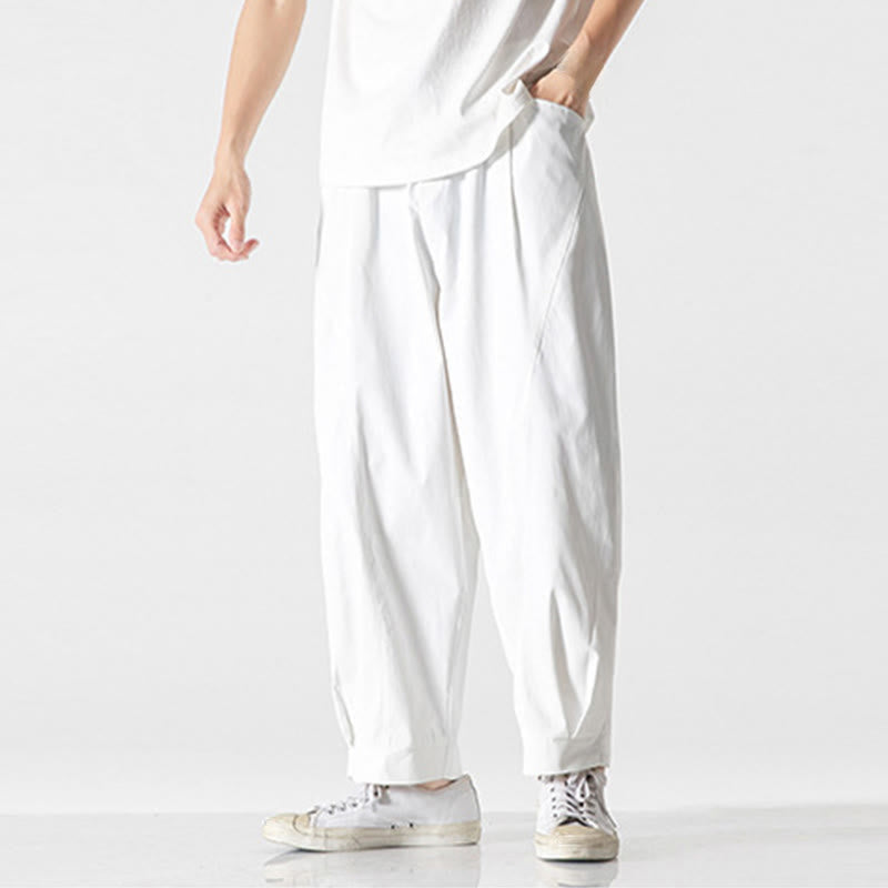 Nimara Ritual Summer Solid Drawstring Ankle-Length Men's Cargo Harem Pants With Pockets