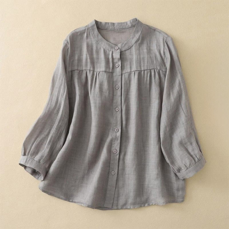 Nimara Ritual Plain Crew Neck Buttons Design Three Quarter Sleeve Women's Shirt