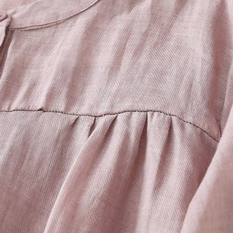 Nimara Ritual Plain Crew Neck Buttons Design Three Quarter Sleeve Women's Shirt