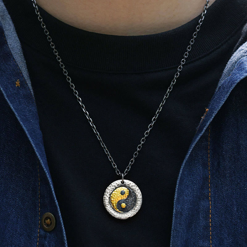 Nimara Ritual 999 Sterling Silver 999 Gold Yin Yang Balance Titanium Steel Chain Necklace Pendant