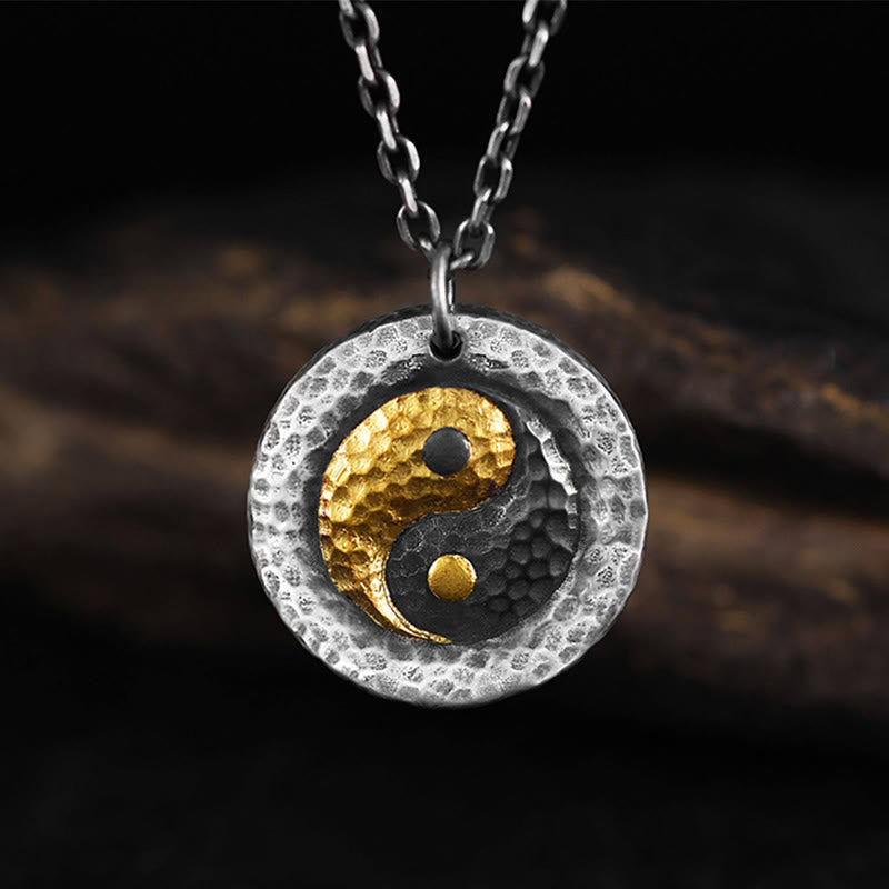 Nimara Ritual 999 Sterling Silver 999 Gold Yin Yang Balance Titanium Steel Chain Necklace Pendant