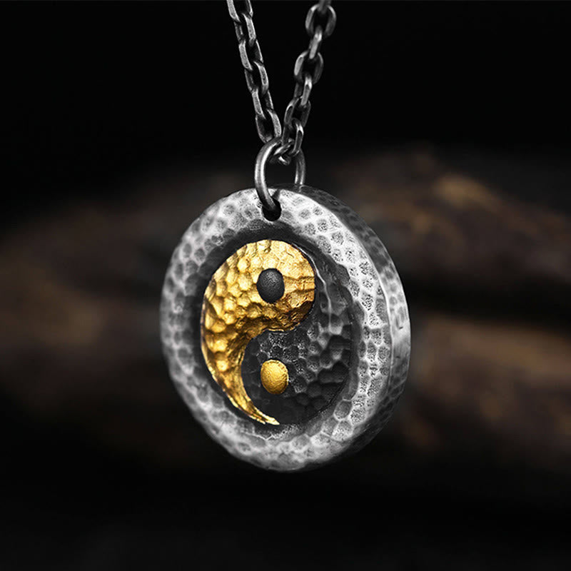Nimara Ritual 999 Sterling Silver 999 Gold Yin Yang Balance Titanium Steel Chain Necklace Pendant