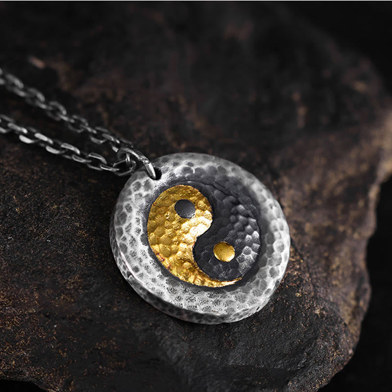 Nimara Ritual 999 Sterling Silver 999 Gold Yin Yang Balance Titanium Steel Chain Necklace Pendant