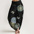 Nimara Ritual Cotton Dreamlike Dandelion Butterfly Pattern Women's Elastic Waist Harem Pants