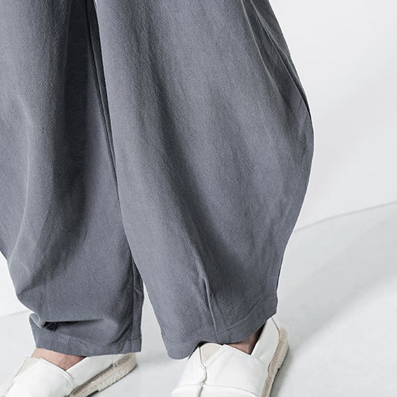 Nimara Ritual Drawstring Elastic Waist Ankle-Length Men's Cotton Pants With Pockets