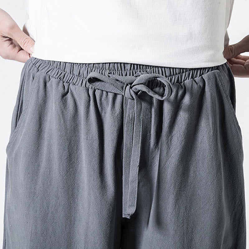 Nimara Ritual Drawstring Elastic Waist Ankle-Length Men's Cotton Pants With Pockets