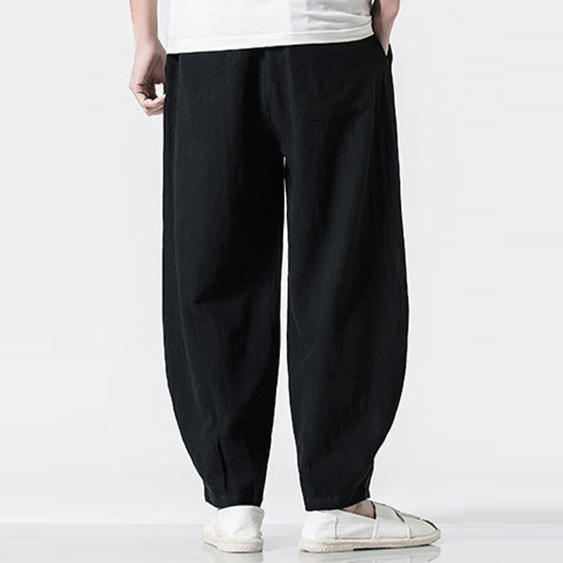 Nimara Ritual Drawstring Elastic Waist Ankle-Length Men's Cotton Pants With Pockets