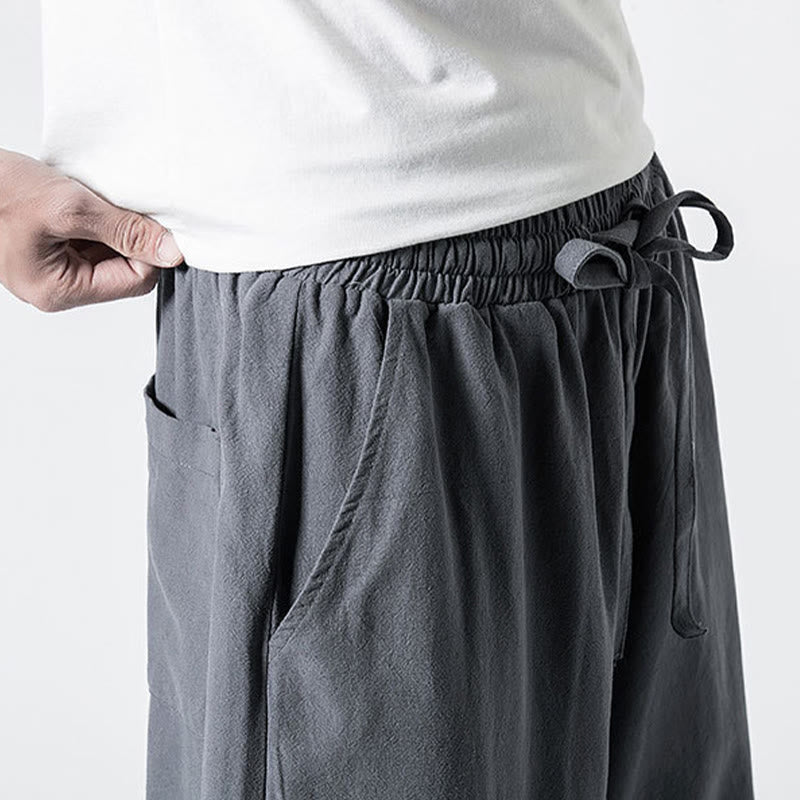 Nimara Ritual Drawstring Elastic Waist Ankle-Length Men's Cotton Pants With Pockets