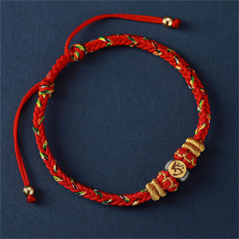 Nimara Ritual Chinese Zodiac Natal Buddha Silver Luck Braided String Bracelet