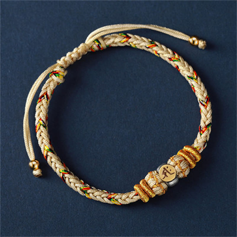 Nimara Ritual Chinese Zodiac Natal Buddha Silver Luck Braided String Bracelet