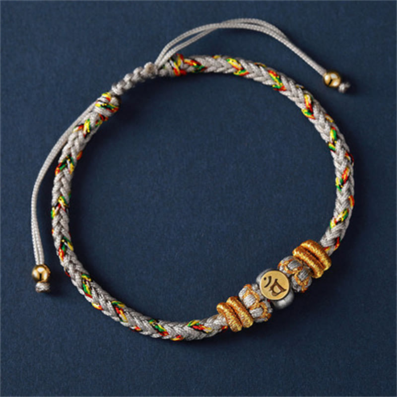 Nimara Ritual Chinese Zodiac Natal Buddha Silver Luck Braided String Bracelet