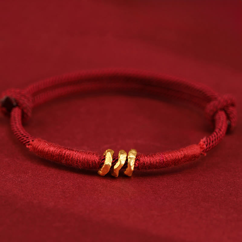Nimara Ritual 999 Gold Ring Design Handmade Luck Braided Red Rope Bracelet Anklet