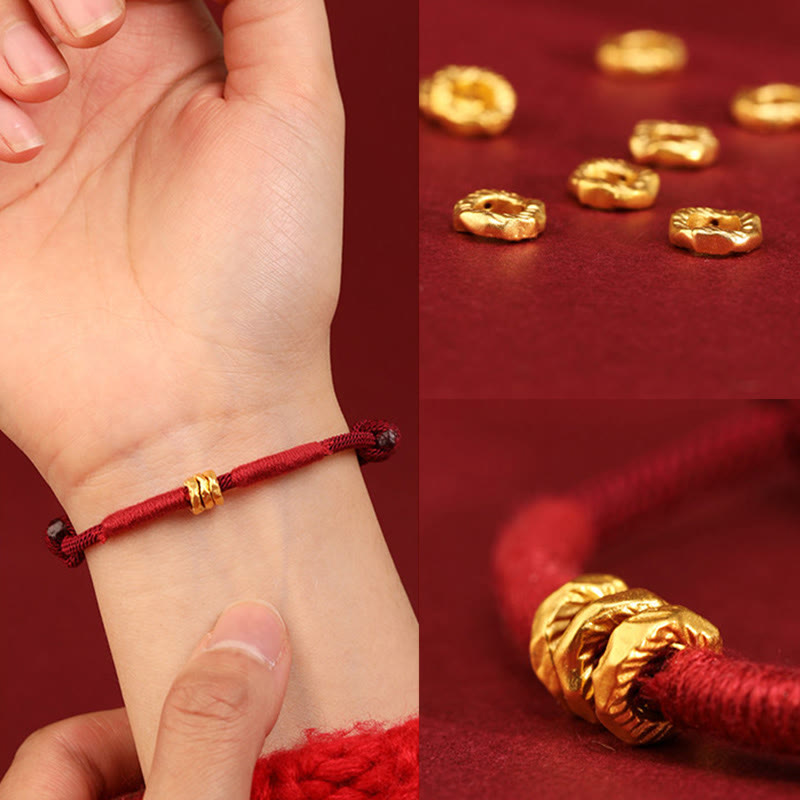 Nimara Ritual 999 Gold Ring Design Handmade Luck Braided Red Rope Bracelet Anklet