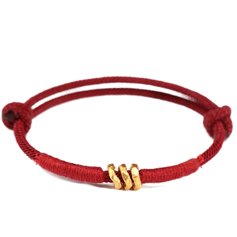 Nimara Ritual 999 Gold Ring Design Handmade Luck Braided Red Rope Bracelet Anklet