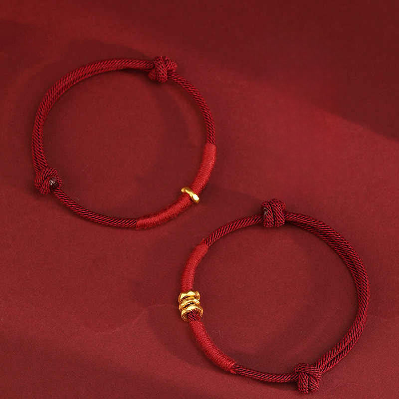 Nimara Ritual 999 Gold Ring Design Handmade Luck Braided Red Rope Bracelet Anklet