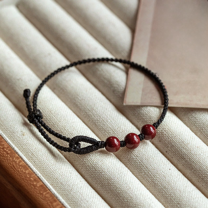 Nimara Ritual Handmade Cinnabar Beads Calm Blessing Braided Rope Bracelet