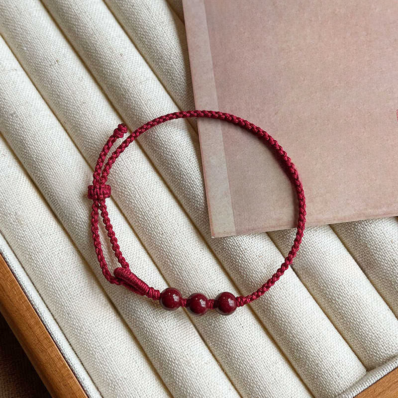Nimara Ritual Handmade Cinnabar Beads Calm Blessing Braided Rope Bracelet
