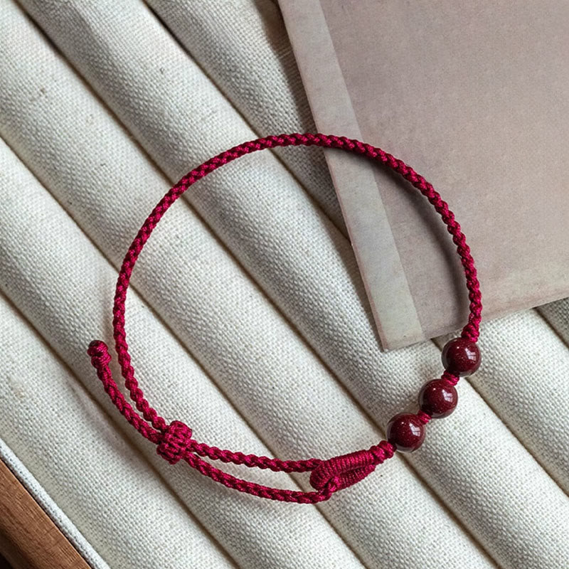 Nimara Ritual Handmade Cinnabar Beads Calm Blessing Braided Rope Bracelet