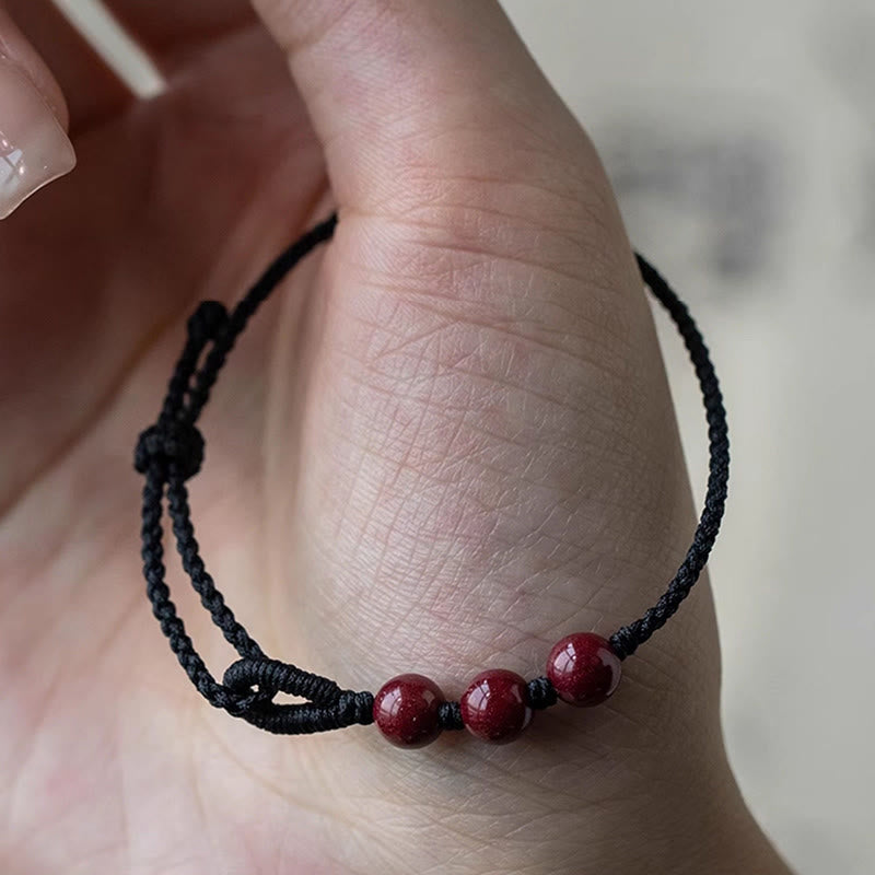 Nimara Ritual Handmade Cinnabar Beads Calm Blessing Braided Rope Bracelet