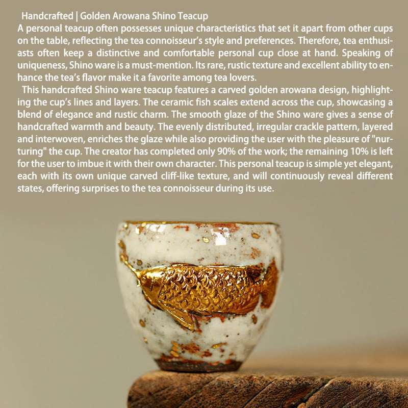 Nimara Ritual Handcrafted Golden Arowana Koi Fish Ceramic Teacup Kung Fu Tea Cup Teapot