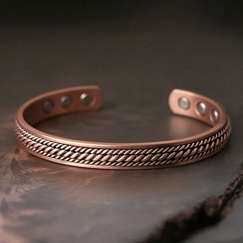 Nimara Ritual Simple Twisted Design Copper Balance Luck Open Cuff Bracelet Bangle