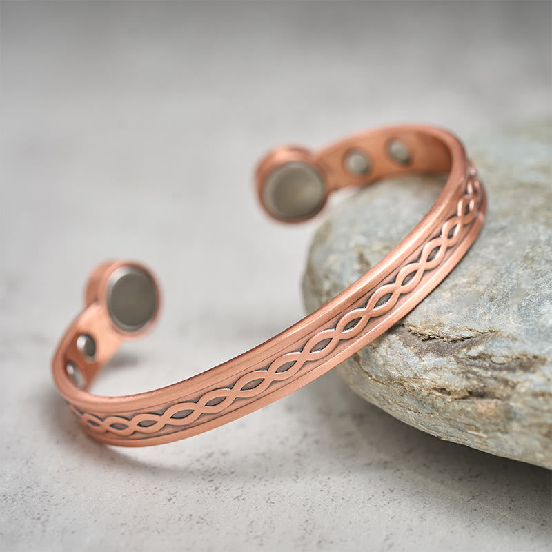 Nimara Ritual Interwoven Loop Pattern Copper Balance Luck Open Cuff Bracelet Bangle