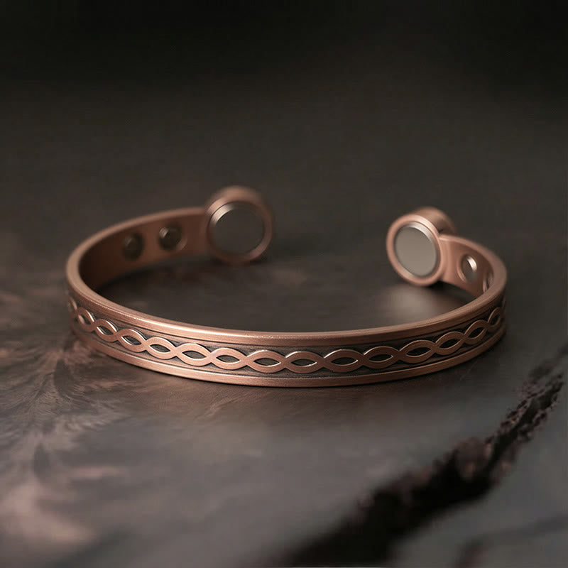 Nimara Ritual Interwoven Loop Pattern Copper Balance Luck Open Cuff Bracelet Bangle