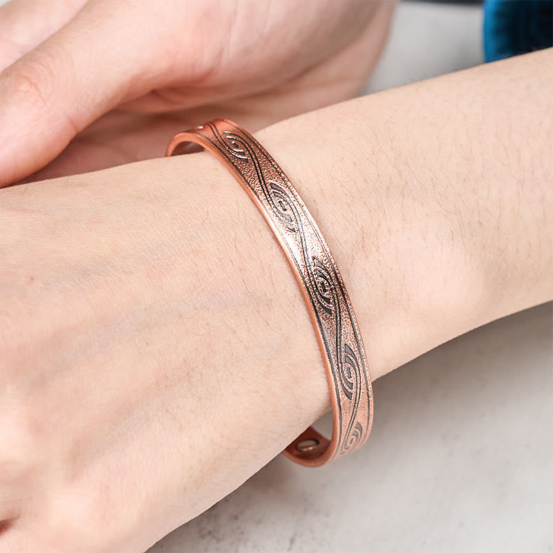Nimara Ritual Spiral Pattern Copper Balance Open Adjustable Cuff Bracelet Bangle