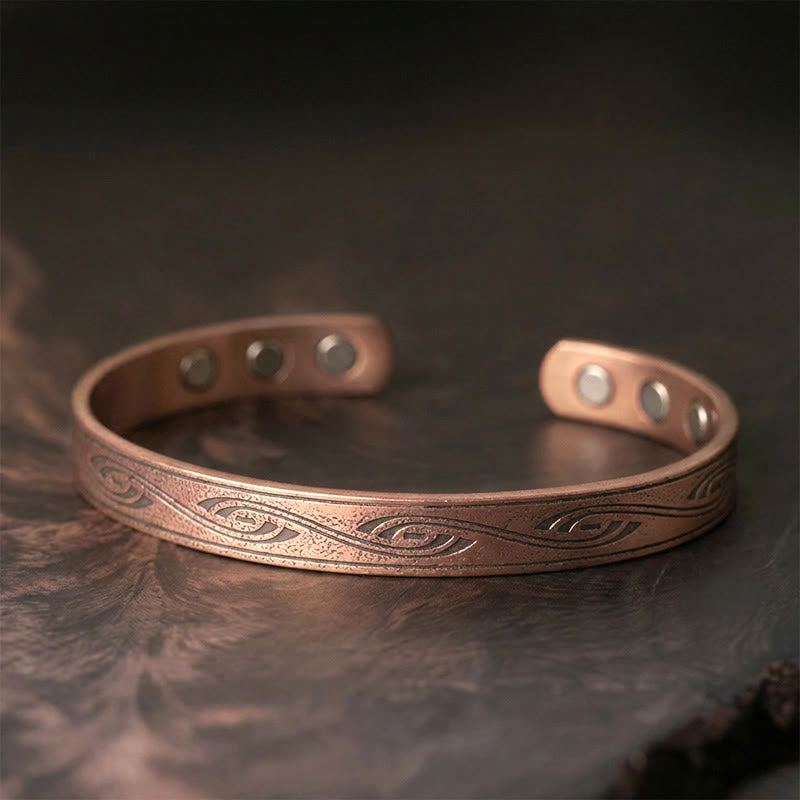 Nimara Ritual Spiral Pattern Copper Balance Open Adjustable Cuff Bracelet Bangle