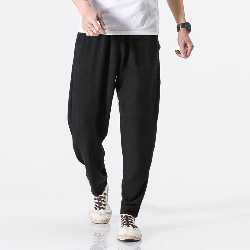 Nimara Ritual Drawstring Elastic Waist Ankle-Length Men's Polyester Pants With Pockets