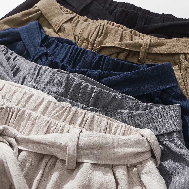 Nimara Ritual Drawstring Elastic Waist Ankle-Length Men's Polyester Pants With Pockets