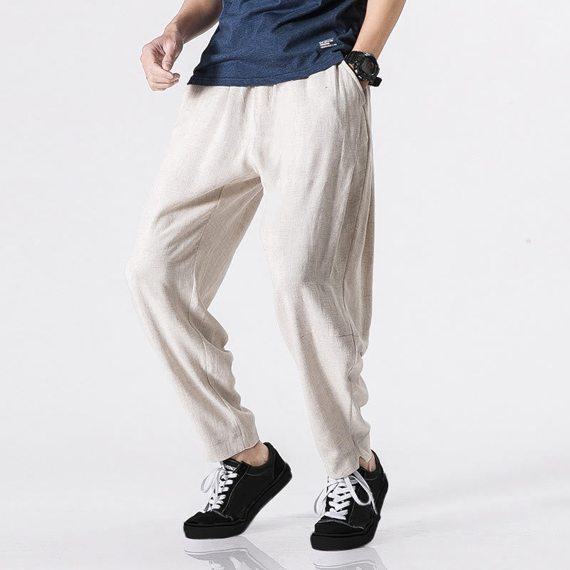 Nimara Ritual Drawstring Elastic Waist Ankle-Length Men's Polyester Pants With Pockets