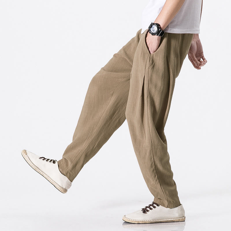 Nimara Ritual Drawstring Elastic Waist Ankle-Length Men's Polyester Pants With Pockets
