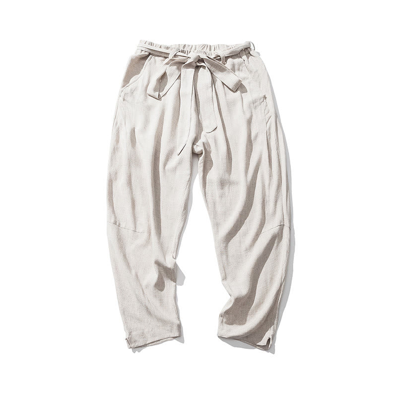 Nimara Ritual Drawstring Elastic Waist Ankle-Length Men's Polyester Pants With Pockets